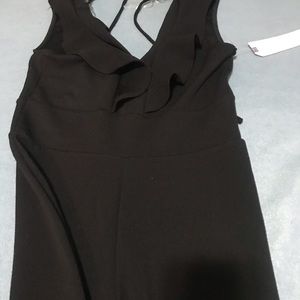 Black one piece jumpsuit with front ties